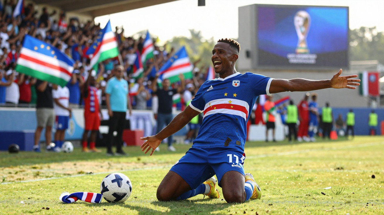 Jogador de futebol do Cruzeiro celebrando com braços abertos durante partida, com torcida ao fundo.