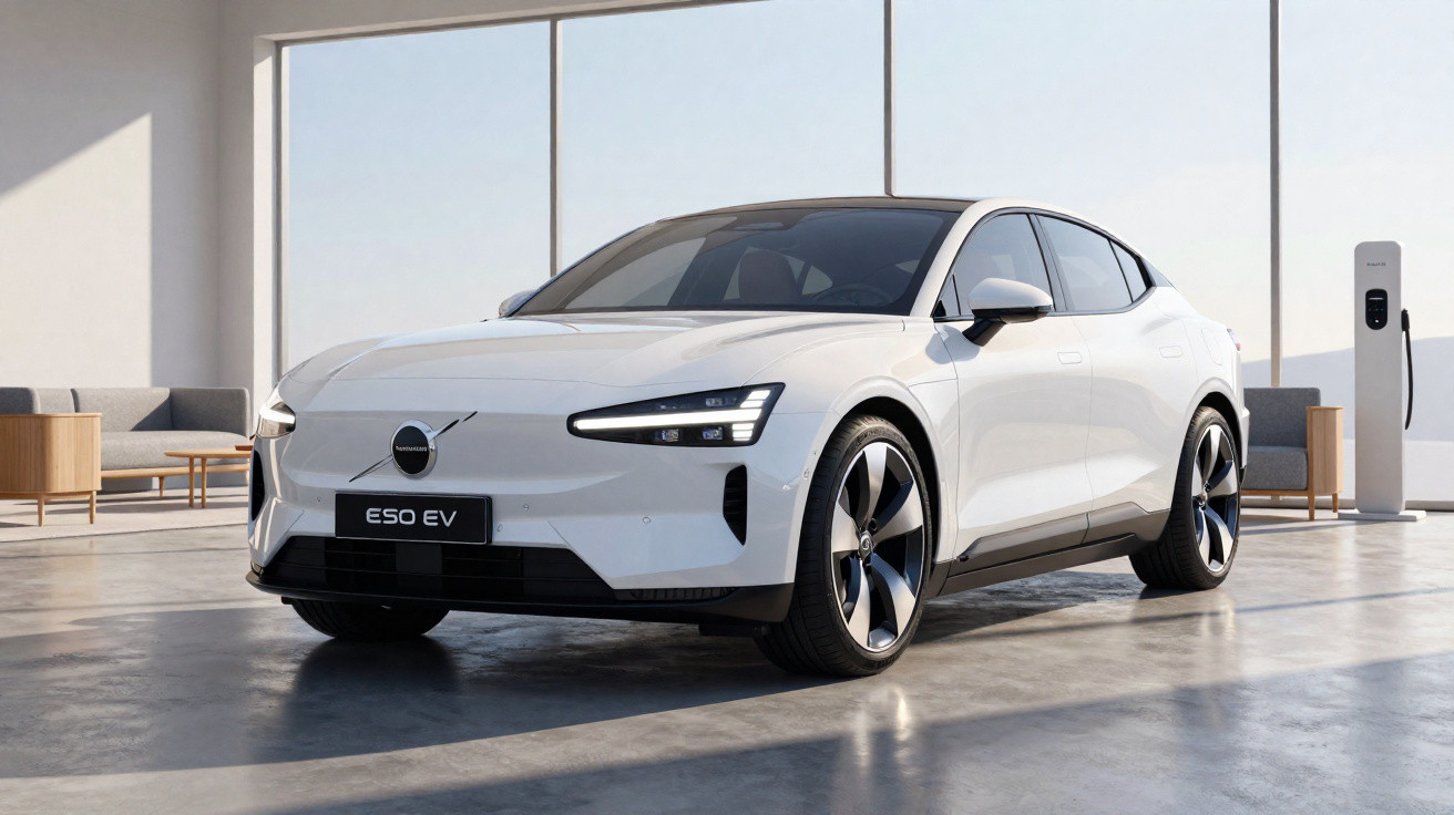 Carro elétrico branco Volvo C40 Recharge estacionado em ambiente interno moderno com recarga veicular.